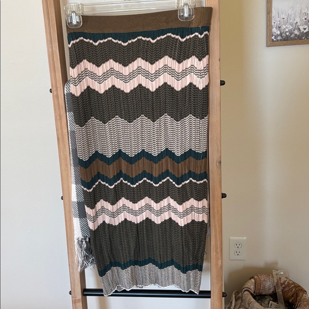 Ronny Kobo Collection Chevron Pencil Skirt - Olive, Cream, and Tan